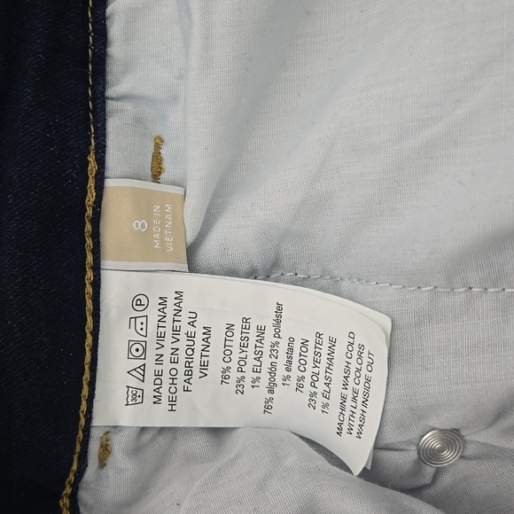 NWT MICHAEL Michael Kors Gold Buttons Sailor Blue Jeans Size 8 - Picture 7 of 10